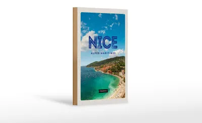 Produktbild von Holzschild Reise 12x18 cm Nice Alpes-Maritimes Panorama Bild
