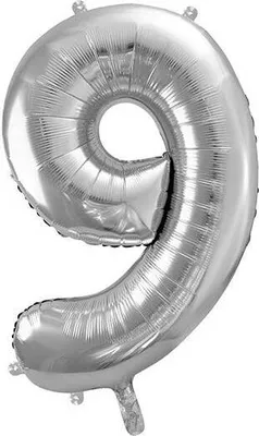 Produktbild von Folienballon Nummer 9 86cm silber 36092