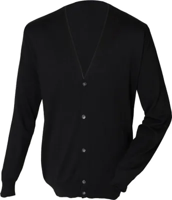 Produktbild von Henbury Herren Feinstrick-Strickjacke mit V-Ausschnitt RW661 (Xlarge) (Schwarz)