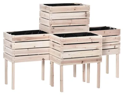 Produktbild von Holz Hochbeet - Erhöhtes Pflanzbeet - 50×30×60 cm - Wetterfest - Für Blumen und Pflanzen - Naturfarbe