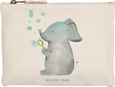 Produktbild von Mr. & Mrs. Panda Waschtasche Elefant Seifenblasen Grösse XL Große - Weiß - Geschenk, Liebesspruch, Liebe, Mäppchen, Heimat, kosmetiktäschchen, Federmappe, Elefanten