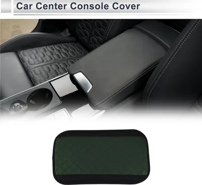 Produktbild von Auto Mittelkonsole Abdeckung Auto Armlehne Abdeckung Mit Aufbewahrungstasche 31x17.5x2.5cm Schwarz Dunkelgrün Kunstleder