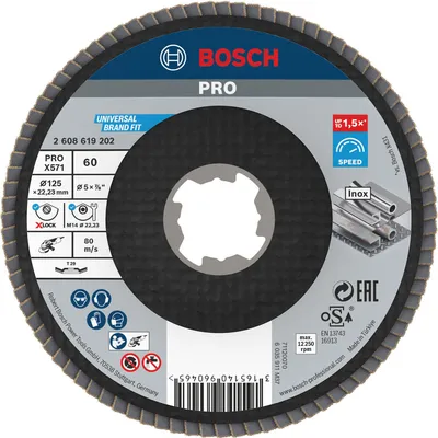 Produktbild von PRO X571 Fächerschleifscheibe X-Lock, abgewinkelt, 125 mm, K60