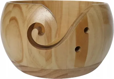 Zdjęcie produktu dla DREWNIANA Miska na WŁÓCZKĘ do Szydełkowania WEŁNY SZYCIA Jasna 15x8cm
