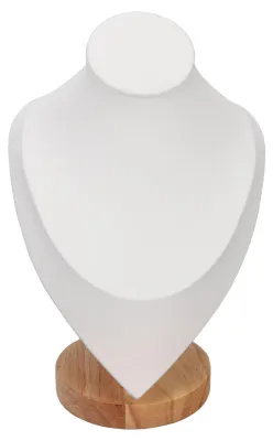 Immagine prodotto di Espositore per collane, versatile, elegante busto in legno per gioielli per la casa, il negozio, la fiera, bianco