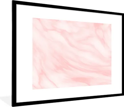 Produktbild von MuchoWow® Gerahmtes Poster Marmor - Rosa - Weiß - Luxus - Marmoroptik 80x60 cm - Poster mit Schwarzem Bilderrahmen Wandposter Rahmen Foto Bilder - Schlafzimmer-Dekorationen - Fotoposter