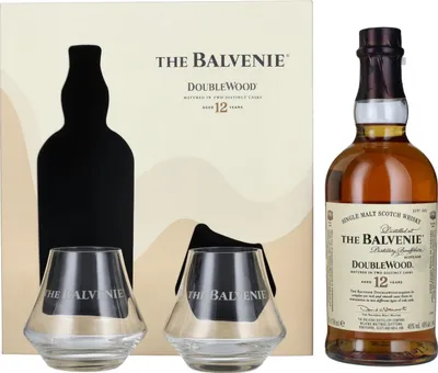 Produktbild von The Balvenie 12 Years Old Double Wood 40% Vol. 0,7l in Geschenkbox mit 2 Gläsern