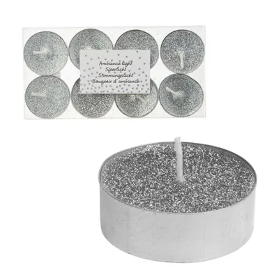 Image de Autres marques Bougies à réchaud pailletées 8 pièces Argent