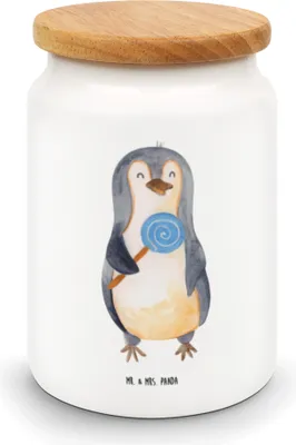 Produktbild von Mr. & Mrs. Panda Kaffeedose Pinguin Lolli - Weiß - Geschenk, Heißhunger, Keksdose, Süßigkeiten, behälter, Blödsinn, Spruch, Teedose, Dose, gebäckdose, Naschen