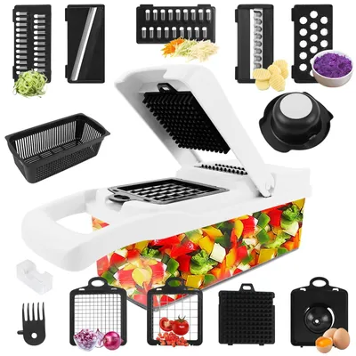 15-in-1 Gemüsehacker, multifunktional, 7 Edelstahlklingen, Schneidemaschine