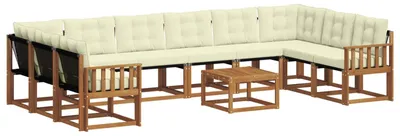 Produktbild von vidaXL Outdoor-Sofagarnitur mit Kissen 11 pcs Natur und Creme