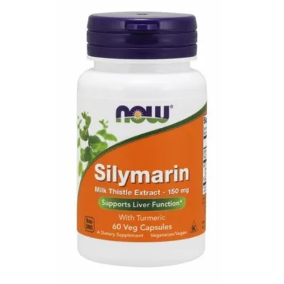 Productafbeelding van NOW Foods silymarine mariadistel silymarine kurkuma 60 capsules BI3838