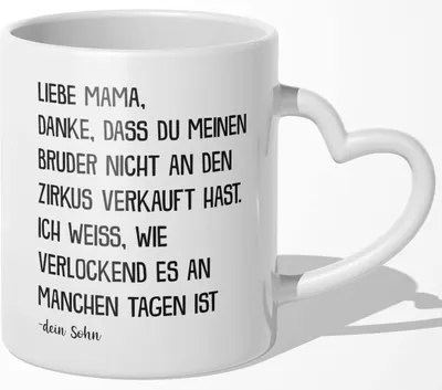 Produktbild von 22Feels Mama Geschenk von Sohn Muttertag Geburtstag Mutter Tasse Weihnachten Kaffeetasse Frauen Beste Eltern (Herzhenkel Weiss)