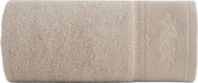 Image de EUROFIRANY | Serviette - douce - 30 x 50 cm - beige - avec dentelle - coton