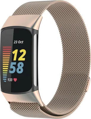 Image de Jumada – Bracelet pour Fitbit Charge 5 – Modèle Milan – Aimant – Or