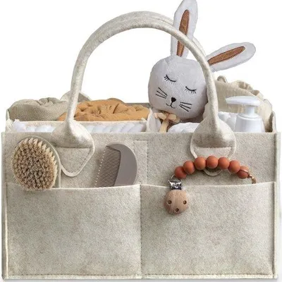 Produktbild von Famanu Babyluiercaddy - Großer Organizer für Babyzimmer, Tragetasche für Wickeltisch und Auto