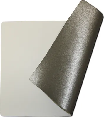 Produktbild von 4er Set Platzsets - Abwaschbar - Lederlook - Kunstleder - Rechteckig - Doppelseitig - Tischsets - Platzdeckchen -Weiß & Silber - 30x43cm