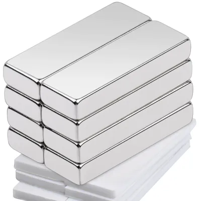 Produktbild von 8 starke, selbstklebende Magnete, 30 x 10 x 5 mm Neodym-Magnete, flache, starke, rechteckige Magnete für Magnettafeln, Seltenerdmagnete, Klebemagnete