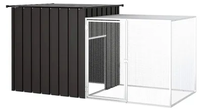 Produktbild von Hühnerkäfig aus verzinktem Stahl, Hühnerstall in Anthrazit, 200 x 91 x 100 cm