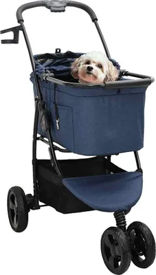 Produktbild von vidaXL Faltbarer Haustierwagen Blau 78 x 54 x 101 cm Polyester