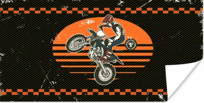 Produktbild von MuchoWow® Poster Mancave - Crossmotorrad - Vintage - Orange - Schwarz 160x80 cm - Foto Poster