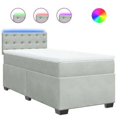 Imagen del producto de Cama con somier y colchón de la marca vidaXL, color gris claro, dimensiones 90x200 cm, tapizada en terciopelo