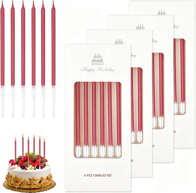Immagine prodotto di 24 candeline per torte di compleanno, candeline lunghe con supporto, candeline per torte, candeline per feste di compleanno, candeline per matrimoni