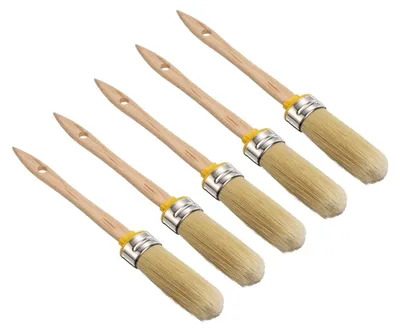 Produktbild von Wachspinsel, 5,3 x 2,3 cm, ovale PET-Faserborsten mit Holzgriff, Malwerkzeug für Möbel und Heimdekoration, 5 Stück