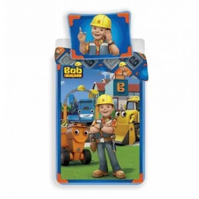 Produktbild von Unyqoos® Bob de Bouwer Bettbezug-Set Team – Kinderbettwäsche 140 x 200 cm, Kissenbezug 70 x 90 cm (extra groß), 100% Baumwolle, waschbar 40°C
