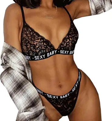 Produktbild von Spitzen-Set - Damenunterwäsche - Sinnliches Set mit String - BH und Slip - Schwarz