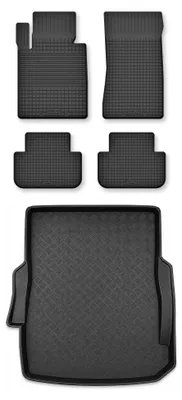 Productafbeelding van Rubberen automatten + kofferbakmat voor BMW Seria 5 E39 1996-2003 (sedan) – 5-delig, zwart, op maat – Wielganizator Semi-Universal