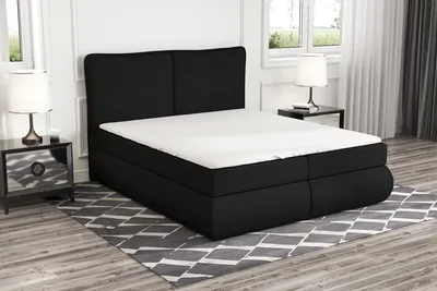 Produktbild von Boxspringbett KITI 120 x 200 mit 2 Bettkästen, Bonell-Matratze und Topper. Farbe: Schwarz