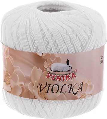 50g Vlnika Violka Häkelgarn Baumwolle recycelt Klassikgarn Filetgarn unifarben weiß