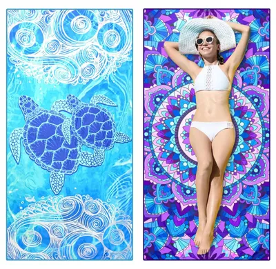 Immagine prodotto di Omgoods - Set di 2 asciugamani da spiaggia in microfibra, 180 x 90 cm, ad asciugatura rapida e leggeri