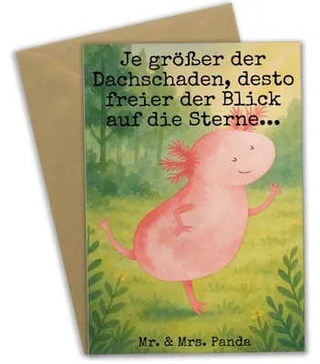 Produktbild von Mr. & Mrs. Panda Grußkarte Axolotl Tanzen Design - Weiß - Geschenk, weihnachtskarten, Schwanzlurch, hochzeitskarten, Sterne, gut Gelaunt, Verrückt, osterkarte, Optimist