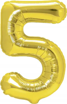 Image de Ballon en aluminium numéro CINQ, doré, 40 cm