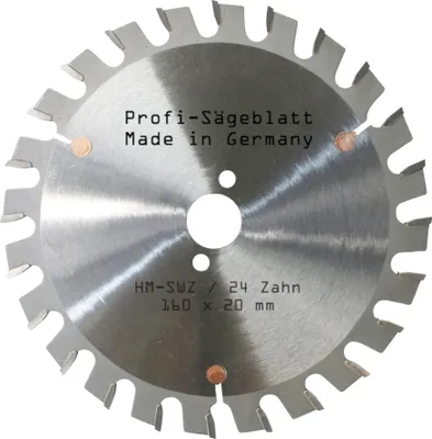 Produktbild von HM SWZ Sägeblatt 160 x 20 mm Zähne 24 Kreissägeblatt Hartmetall Handkreissägeblatt mit Spezial-Wechselzahnung für Handkreissäge Tischkreissäge und Kappsäge Kappsägeblatt SUPER-Wechselzahn