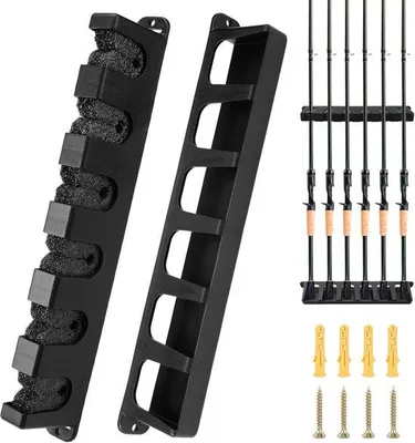 Obrázek produktu pro Černý nástěnný držák na 6 prutů, 34,5 × 6,5 cm, horizontální/vertikální