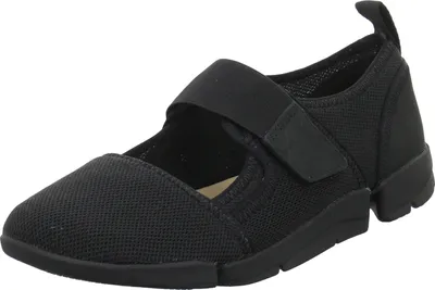 Produktbild von Clarks Tri Amelia Damen schwarze Stoffballerinas mit Klettverschlussriemen 36