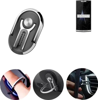 Produktbild von K-S-Trade 3in1 Smartphone-Ring Handy-Ring kompatibel mit Oukitel K10000 Mix Fingerhalterung  Handyring Tischständer Lüftungsgitter-Halterung Tisch
