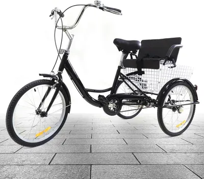 Productafbeelding van Driewieler voor volwassenen - Stadsfiets Cruiser - Boodschappen doen - Inklapbaar kinderzitje - 20 inch - Zwart