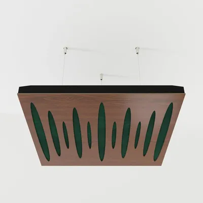 Productafbeelding van Set van 4 akoestische plafondpanelen PULSAR, 50x50x5 cm, notenhout/groen