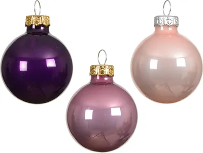 Produktbild von Weihnachtskugeln Glas 3,5cm 16 Stück - Lila / Rosa Mix