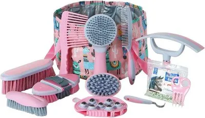 Produktbild von Famanu Pferdepflege-Set - Komplettes Pflegekit - 11 Teile - Faltbare Bürstentasche