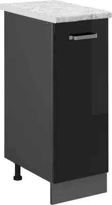 Produktbild von Apothekerschrank Vicco R-Line Schwarz Hochglanz 30 cm AP Marmor, Model 46894
