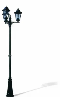 Obrázok produktu pre Čierna hliníková záhradná lampa s 3 priehľadnými žiarovkami, výška 230 cm, IP44, ideálna na osvetlenie exteriéru, terasy a dvora