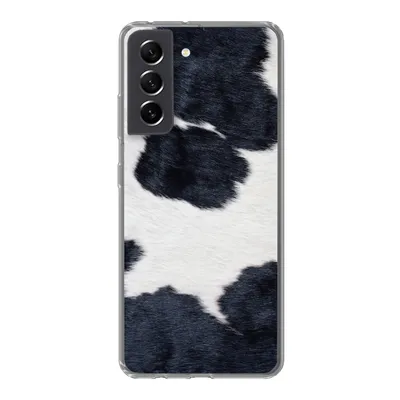 Produktbild von MuchoWow® Handyhülle Schutzhülle Hülle für Samsung Galaxy S21 FE Bild einer schwarzen und weißen Kuhhaut Silikon Softcase Handy Hülle - Mobiltelefonhülle