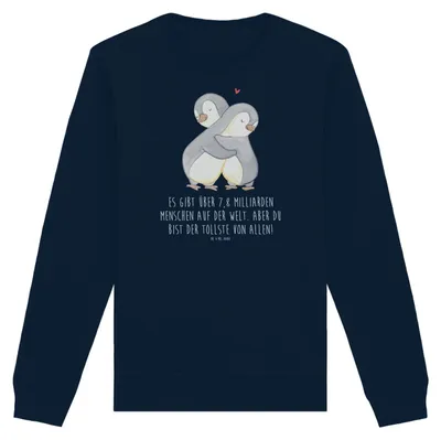 Produktbild von Mr. & Mrs. Panda Baumwoll Sweatshirt Pinguine Kuscheln Größe M - French Navy - Geschenk, für Partner, Valentinstag, Freundin, Pulli, Pullover, Sweater, Hochzeitstag