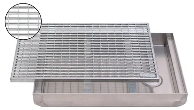 Produktbild von ACO Maschenrost mit V-Stab Fußabtreter + Emco ALU Bodenwanne Schuhabstreifer Abtreter Wanne,Größe:75x50cm