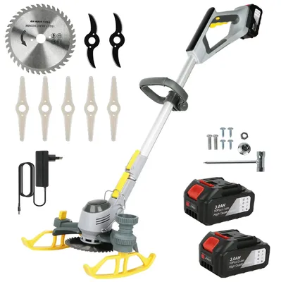 Produktbild von Akku Rasentrimmer - Elektrischer Freischneider für Garten - 4500 W - 38000 U/min Motor - 20000 mAh Akku - 3 Klingentypen - 2 Akkus - EU Stecker